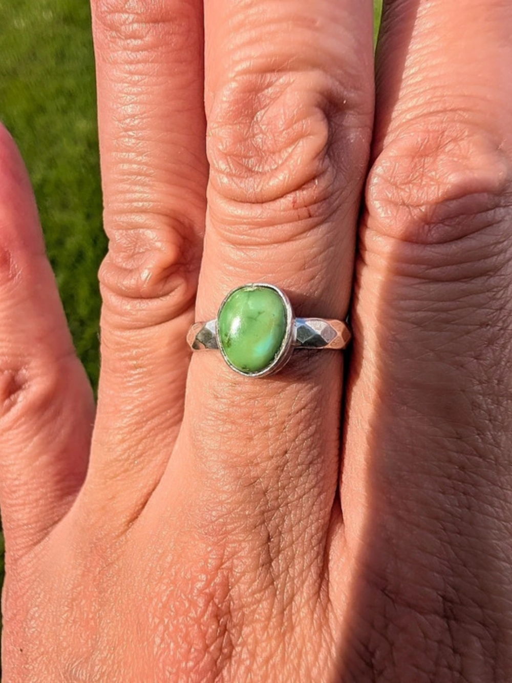 Green Sonoran Gold Stone Ring Size 8
